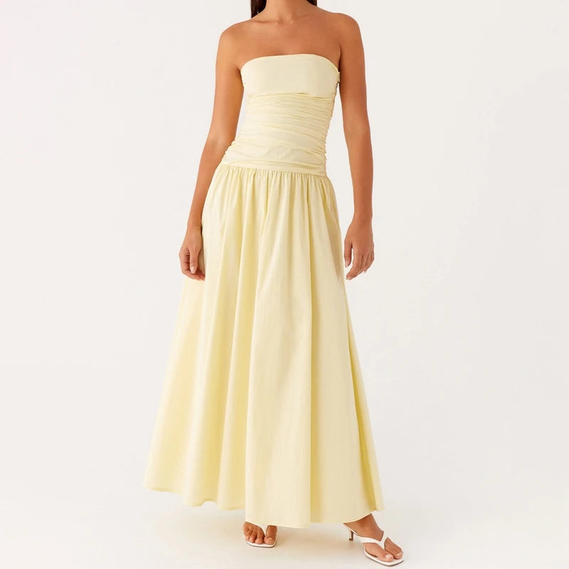 Trägerloses Maxikleid mit Print für Damen-Maxi Dress-Alpenkind
