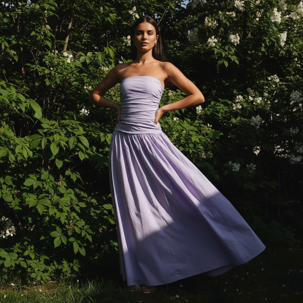Trägerloses Maxikleid mit Print für Damen-Maxi Dress-Alpenkind