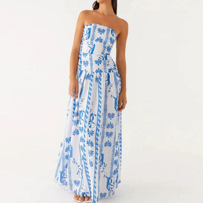 Trägerloses Maxikleid mit Print für Damen-Maxi Dress-Alpenkind