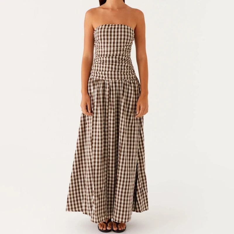 Trägerloses Maxikleid mit Print für Damen-Maxi Dress-Alpenkind