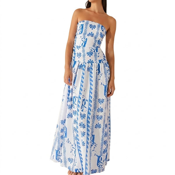 Trägerloses Maxikleid mit Print für Damen-Maxi Dress-Alpenkind