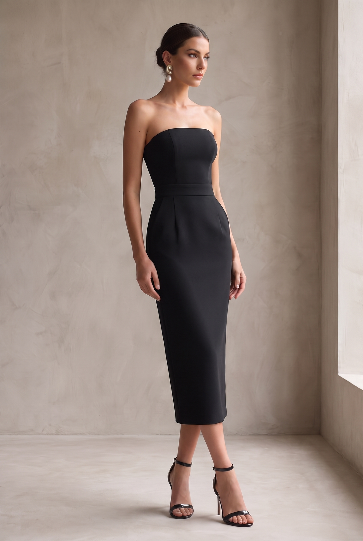 Trägerloses Midi-Bodycon-Kleid für Damen-Midi Dress-Alpenkind
