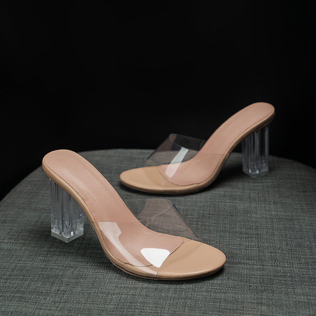Transparente Damen-Mules mit Blockabsatz-Footwear for women-Alpenkind