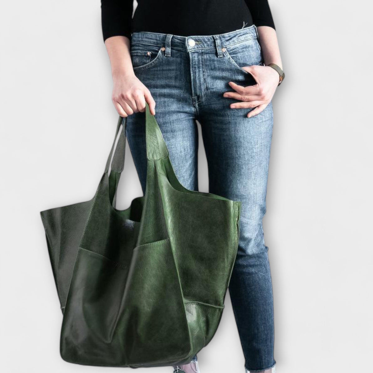 Übergroße Damen-Tragetasche mit aufgesetzter Fronttasche-Accessories for Women-Alpenkind