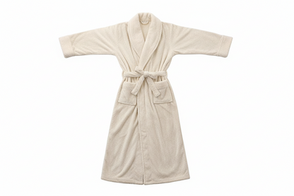 Unisex Bademantel lang mit Gürtel, Schalkragen und aufgesetzten Taschen-unisex-Alpenkind