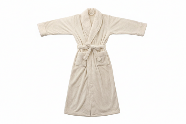 Unisex Bademantel lang mit Gürtel, Schalkragen und aufgesetzten Taschen-unisex-Alpenkind