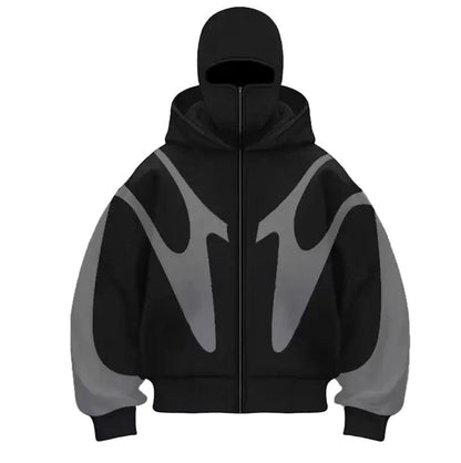 Unisex Kapuzenjacke mit integriertem Gesichtsschutz-unisex-Alpenkind