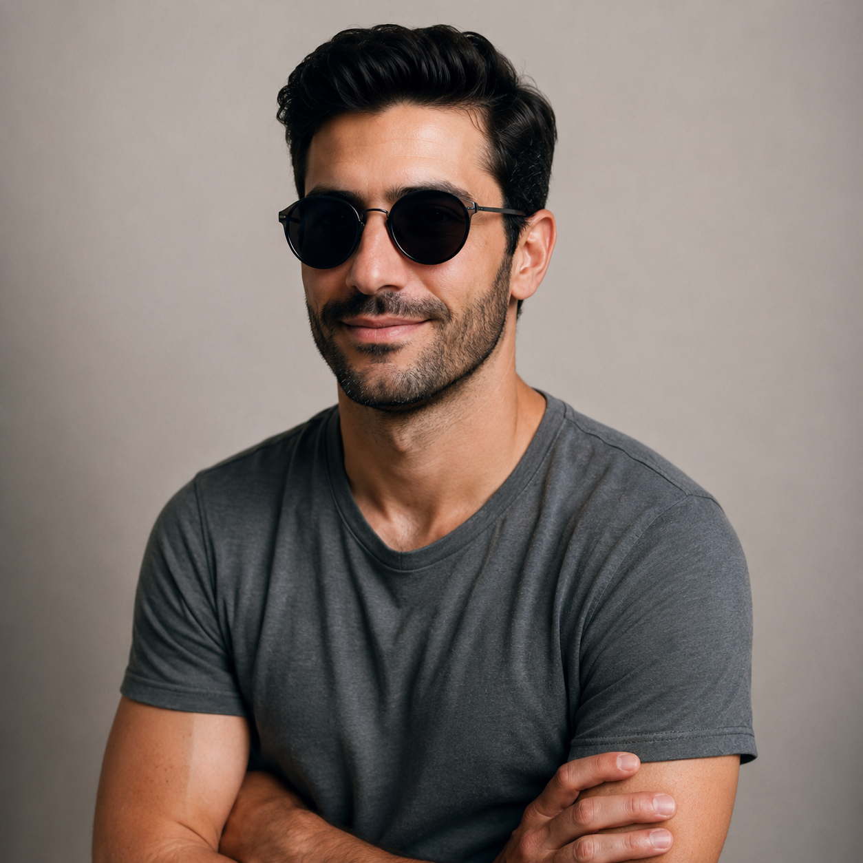 Unisex Runde Sonnenbrille mit dünnen Bügeln-Glasses for men-Alpenkind