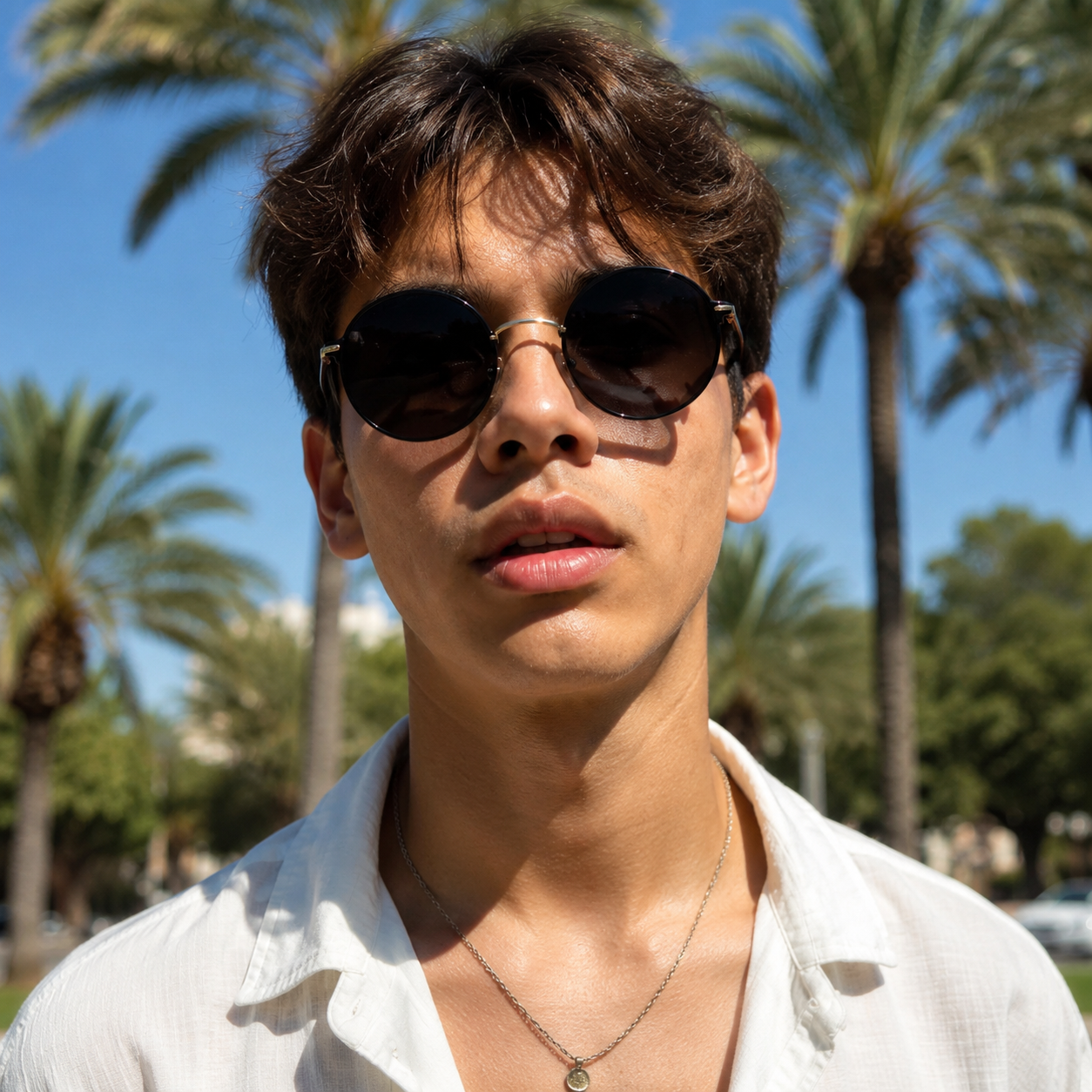 Unisex Runde Sonnenbrille mit dünnen Bügeln-Glasses for men-Alpenkind