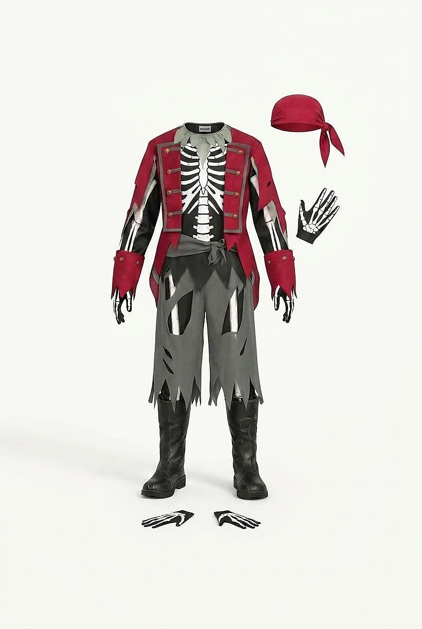 Unisex Skelett-Piratenkostüm für Halloween-Halloween-Alpenkind