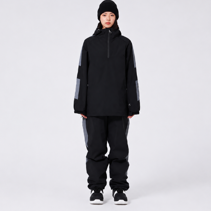 Unisex-Skianzug mit Kapuze und halbem Reißverschluss-Sets for women-Alpenkind