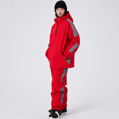 Unisex-Skianzug mit Kapuze und halbem Reißverschluss-Sets for women-Alpenkind