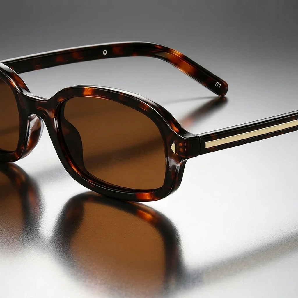 Unisex Sonnenbrille mit ovalem Rahmen in Schildpatt-Optik-Sunglasses-Alpenkind