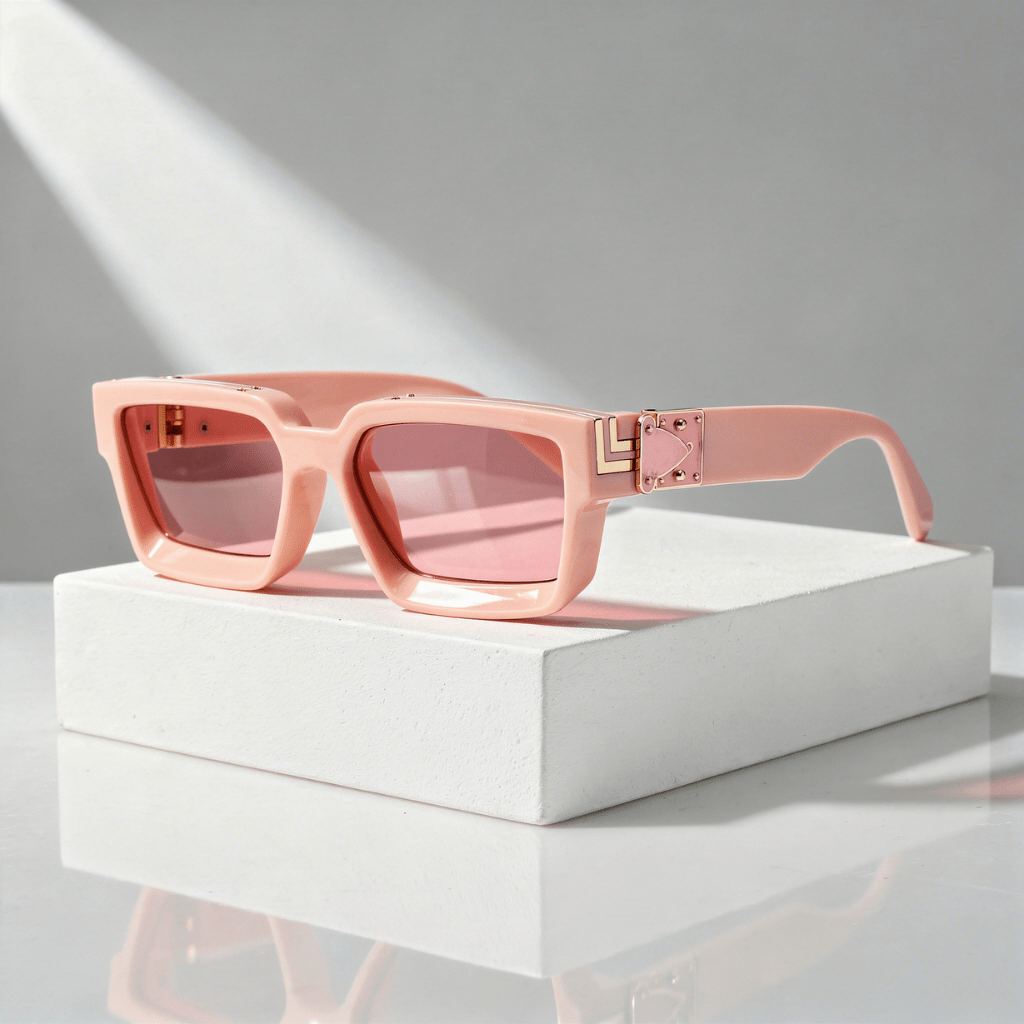 Unisex-Sonnenbrille mit rechteckigem Rahmen und metallischen Akzenten-Sunglasses-Alpenkind