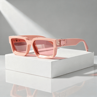 Unisex-Sonnenbrille mit rechteckigem Rahmen und metallischen Akzenten-Sunglasses-Alpenkind