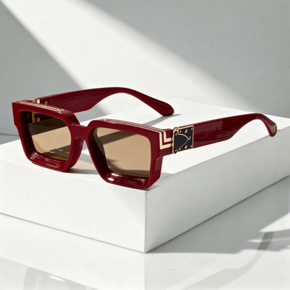 Unisex-Sonnenbrille mit rechteckigem Rahmen und metallischen Akzenten-Sunglasses-Alpenkind