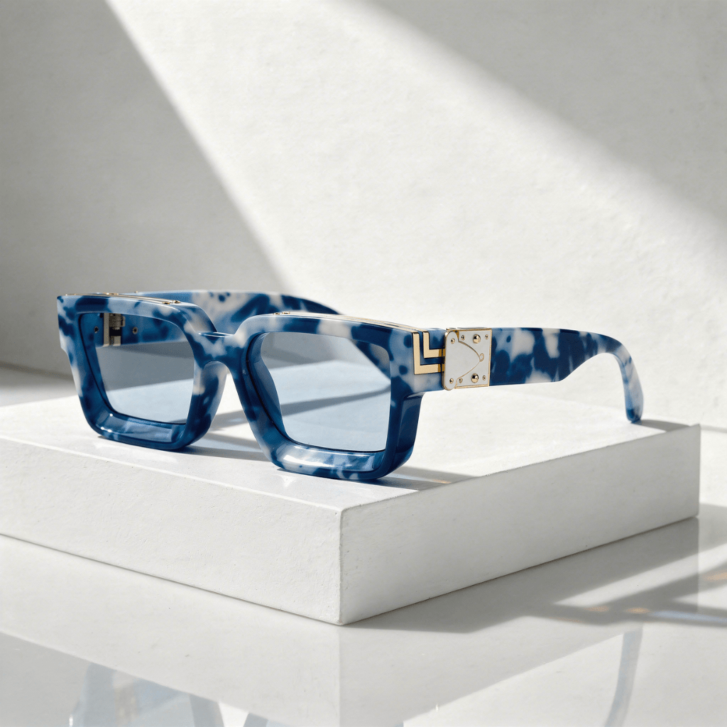 Unisex-Sonnenbrille mit rechteckigem Rahmen und metallischen Akzenten-Sunglasses-Alpenkind