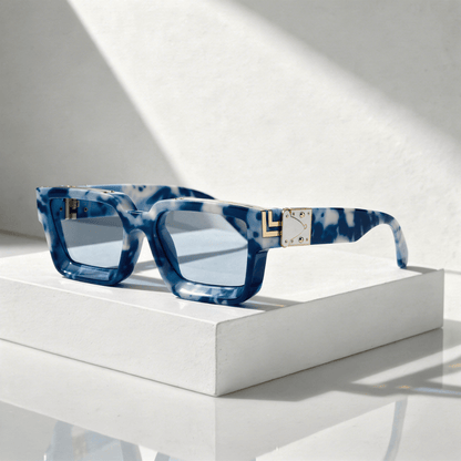 Unisex-Sonnenbrille mit rechteckigem Rahmen und metallischen Akzenten-Sunglasses-Alpenkind