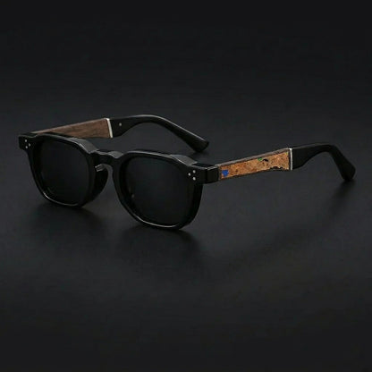 Unisex Sonnenbrille mit rundem Rahmen und Kork-Bügelakzenten-Glasses for women-Alpenkind