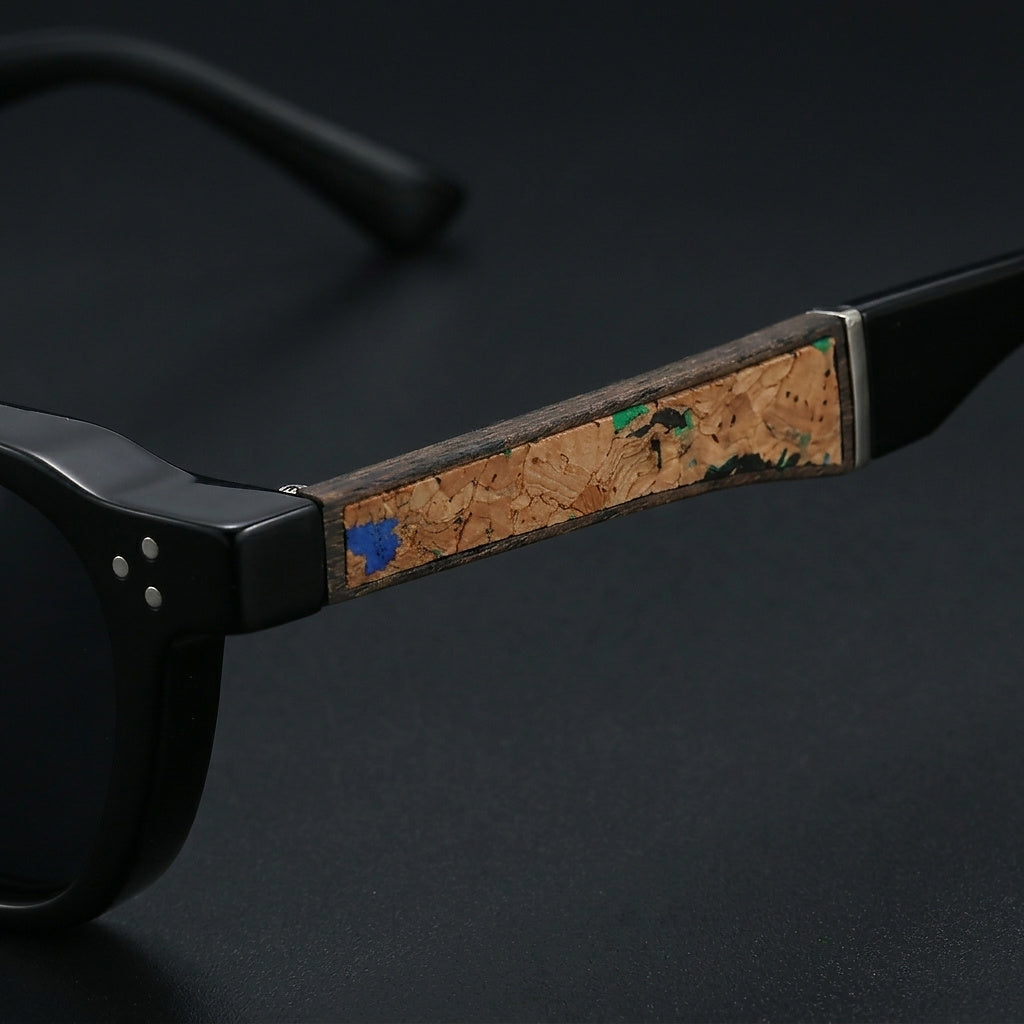 Unisex Sonnenbrille mit rundem Rahmen und Kork-Bügelakzenten-Glasses for women-Alpenkind