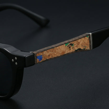 Unisex Sonnenbrille mit rundem Rahmen und Kork-Bügelakzenten-Glasses for women-Alpenkind