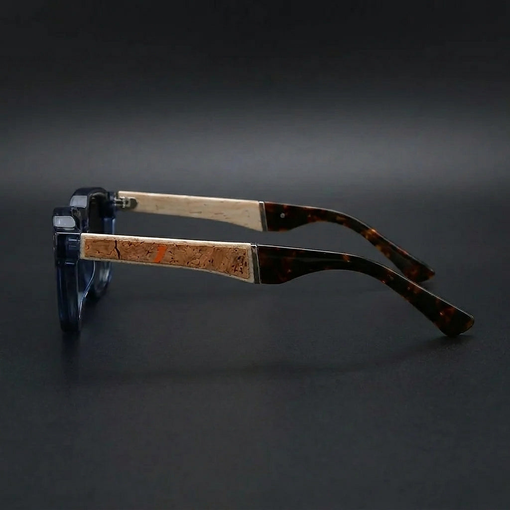 Unisex Sonnenbrille mit rundem Rahmen und Kork-Bügelakzenten-Glasses for women-Alpenkind