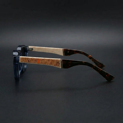 Unisex Sonnenbrille mit rundem Rahmen und Kork-Bügelakzenten-Glasses for women-Alpenkind