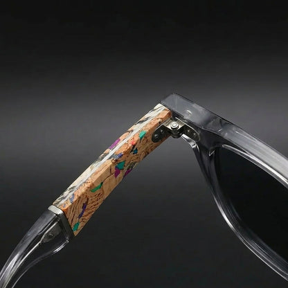 Unisex Sonnenbrille mit rundem Rahmen und Kork-Bügelakzenten-Glasses for women-Alpenkind