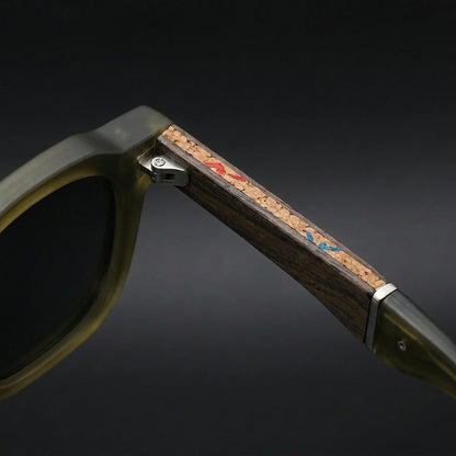 Unisex Sonnenbrille mit rundem Rahmen und Kork-Bügelakzenten-Glasses for women-Alpenkind