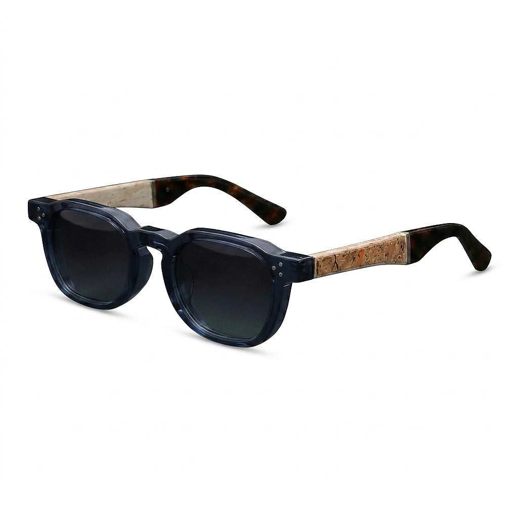 Unisex Sonnenbrille mit rundem Rahmen und Kork-Bügelakzenten-Glasses for women-Alpenkind