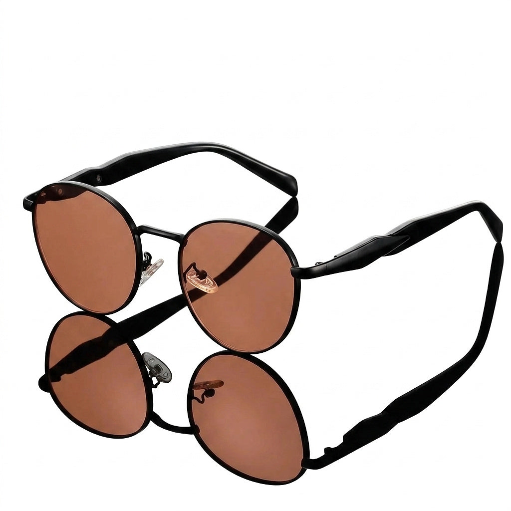 Unisex Sonnenbrille mit rundem Rahmen und Metallbügeln-Glasses for women-Alpenkind