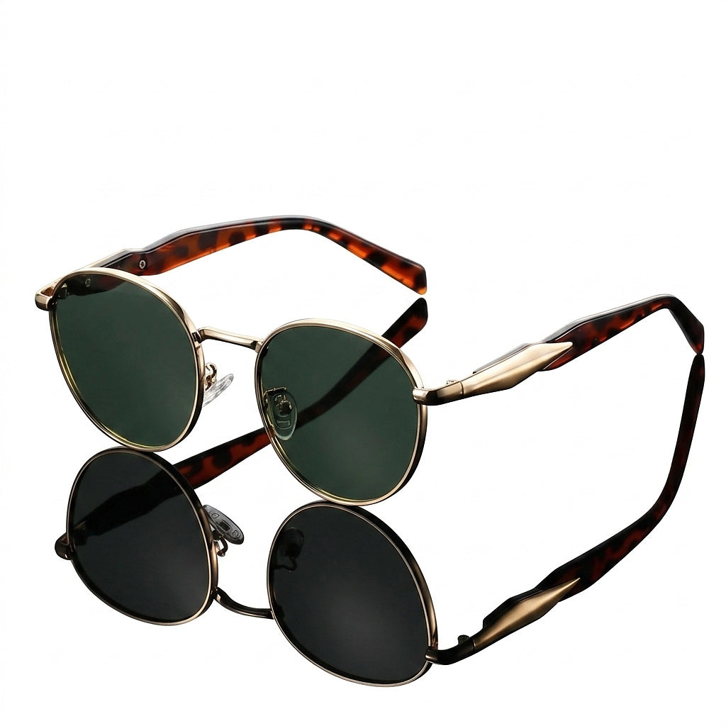 Unisex Sonnenbrille mit rundem Rahmen und Metallbügeln-Glasses for women-Alpenkind