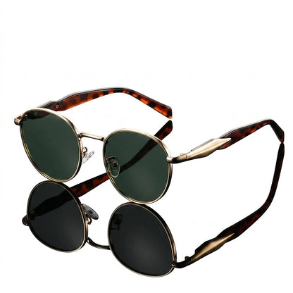Unisex Sonnenbrille mit rundem Rahmen und Metallbügeln-Glasses for women-Alpenkind