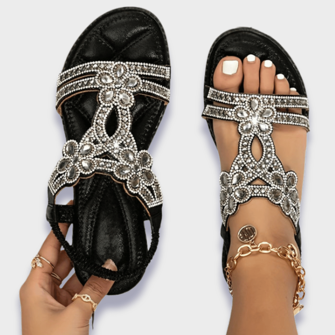 Verzierte T-Riemen-Sandalen für Damen-Footwear for women-Alpenkind