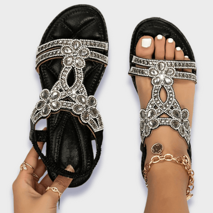 Verzierte T-Riemen-Sandalen für Damen-Footwear for women-Alpenkind