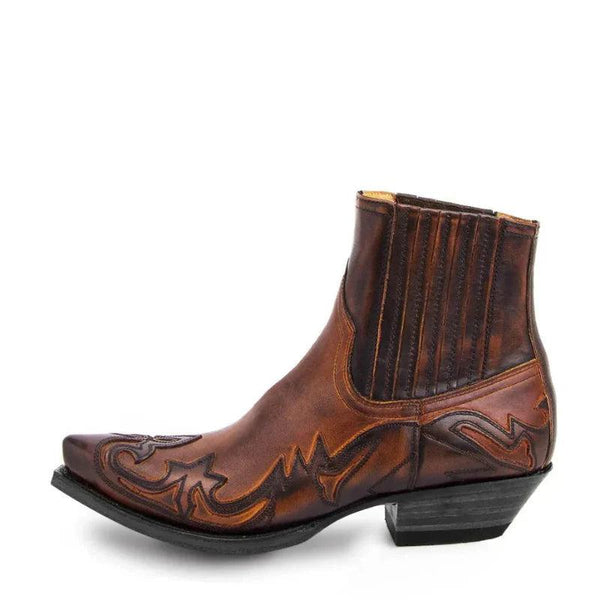 Western Stiefeletten für Herren mit Ziernähten und Absatz-Footwear for men-Alpenkind