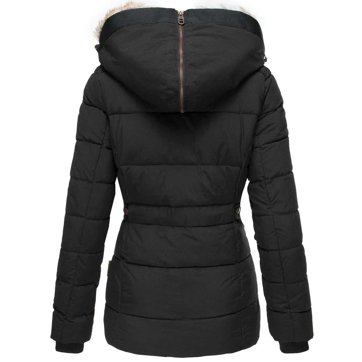 Damen Winterjacke mit Kunstfellkapuze – Warm, tailliert & alltagstauglich