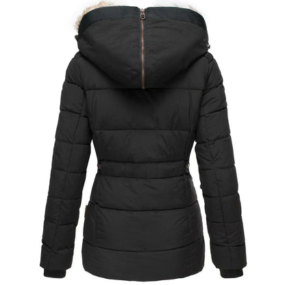 Damen Winterjacke mit Kunstfellkapuze – Warm, tailliert & alltagstauglich