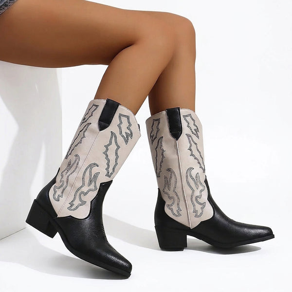 Zweifarbige Western-Cowboystiefel für Damen-Footwear for women-Alpenkind