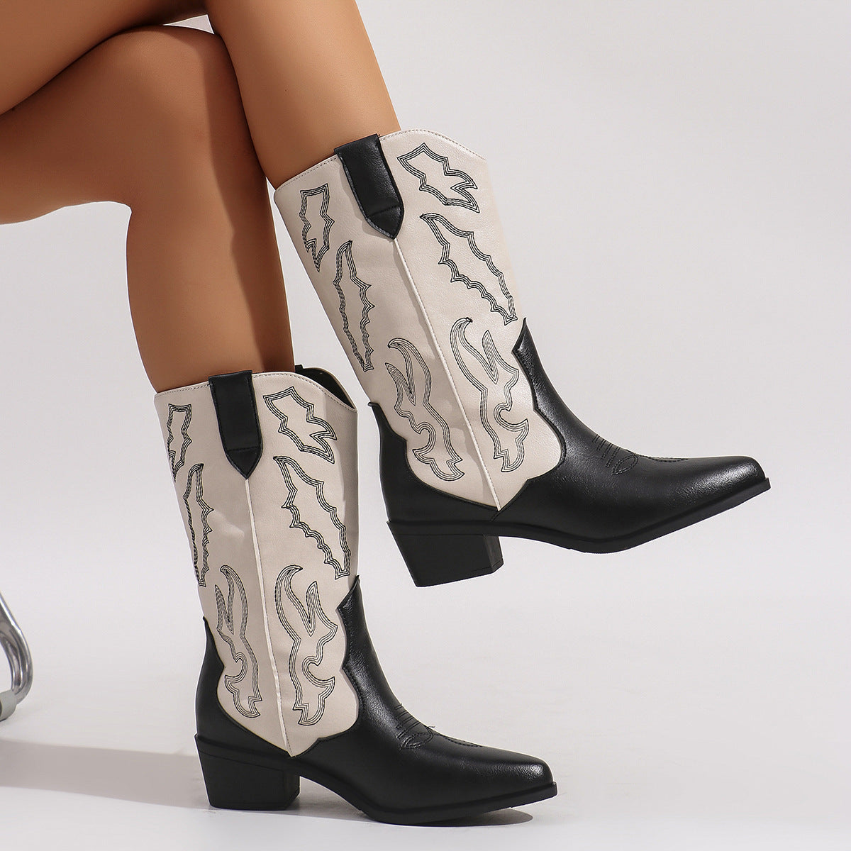 Zweifarbige Western-Cowboystiefel für Damen-Footwear for women-Alpenkind