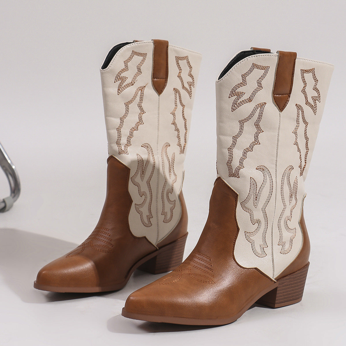 Zweifarbige Western-Cowboystiefel für Damen-Footwear for women-Alpenkind