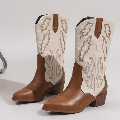 Zweifarbige Western-Cowboystiefel für Damen-Footwear for women-Alpenkind