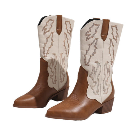 Zweifarbige Western-Cowboystiefel für Damen-Footwear for women-Alpenkind