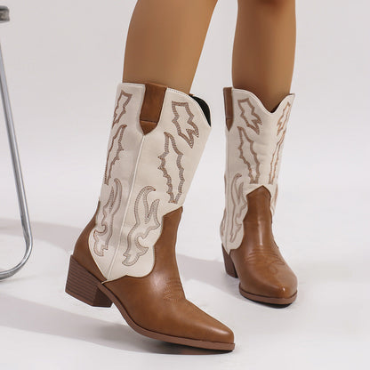 Zweifarbige Western-Cowboystiefel für Damen-Footwear for women-Alpenkind