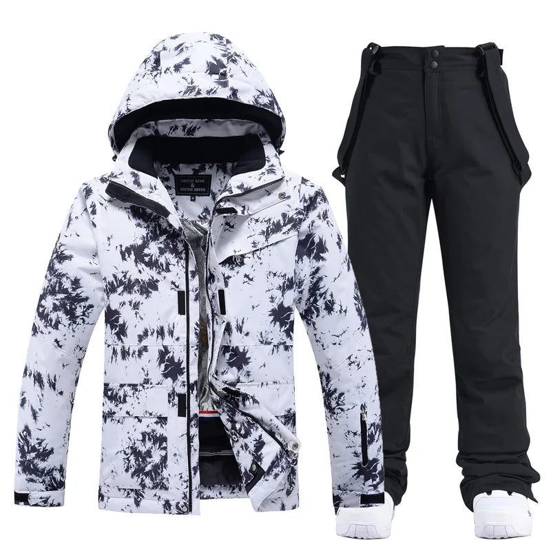 Zweiteiliger Damen-Skianzug mit Kapuze und Latzhose-Sets for women-Alpenkind