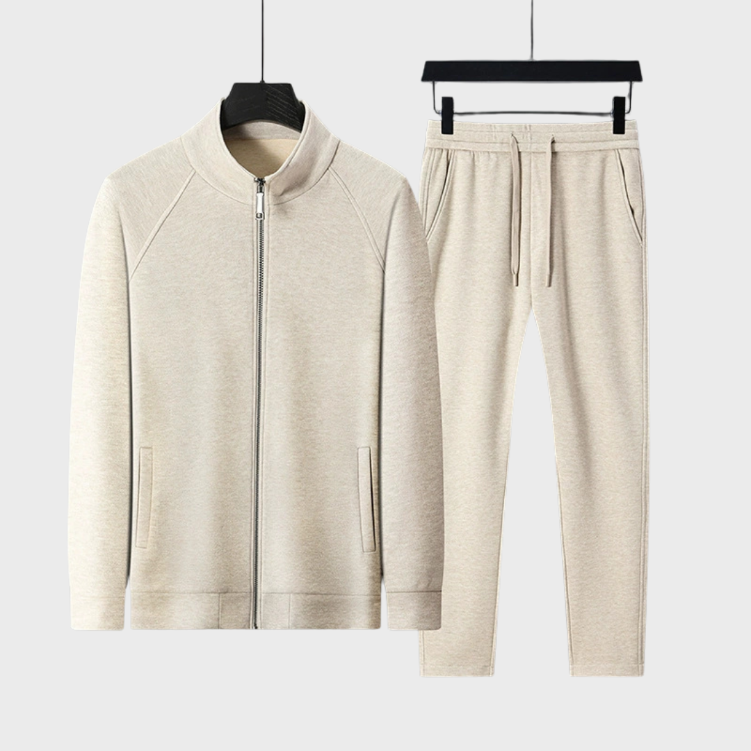 Zweiteiliges Herren-Strickset mit Reißverschlussjacke und Hose mit Kordelzug-Shirts for men-Alpenkind