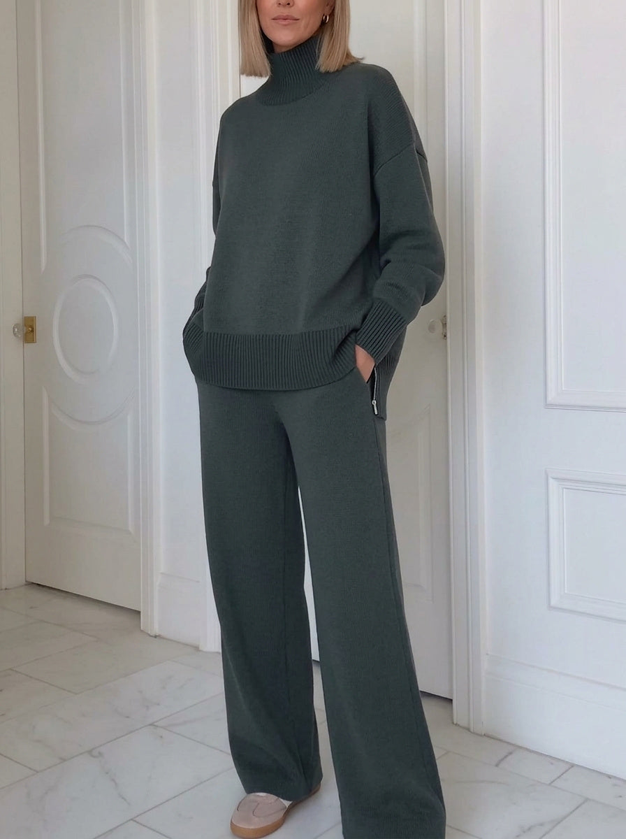 Zweiteiliges Strick-Set mit Stehkragen für Damen-Sets for women-Alpenkind