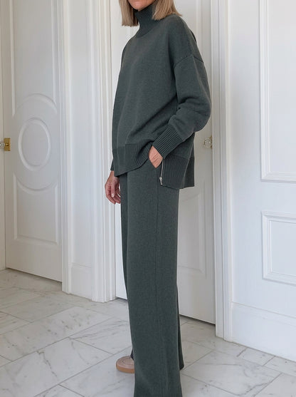 Zweiteiliges Strick-Set mit Stehkragen für Damen-Sets for women-Alpenkind
