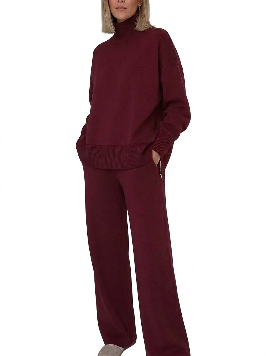 Zweiteiliges Strick-Set mit Stehkragen für Damen-Sets for women-Alpenkind